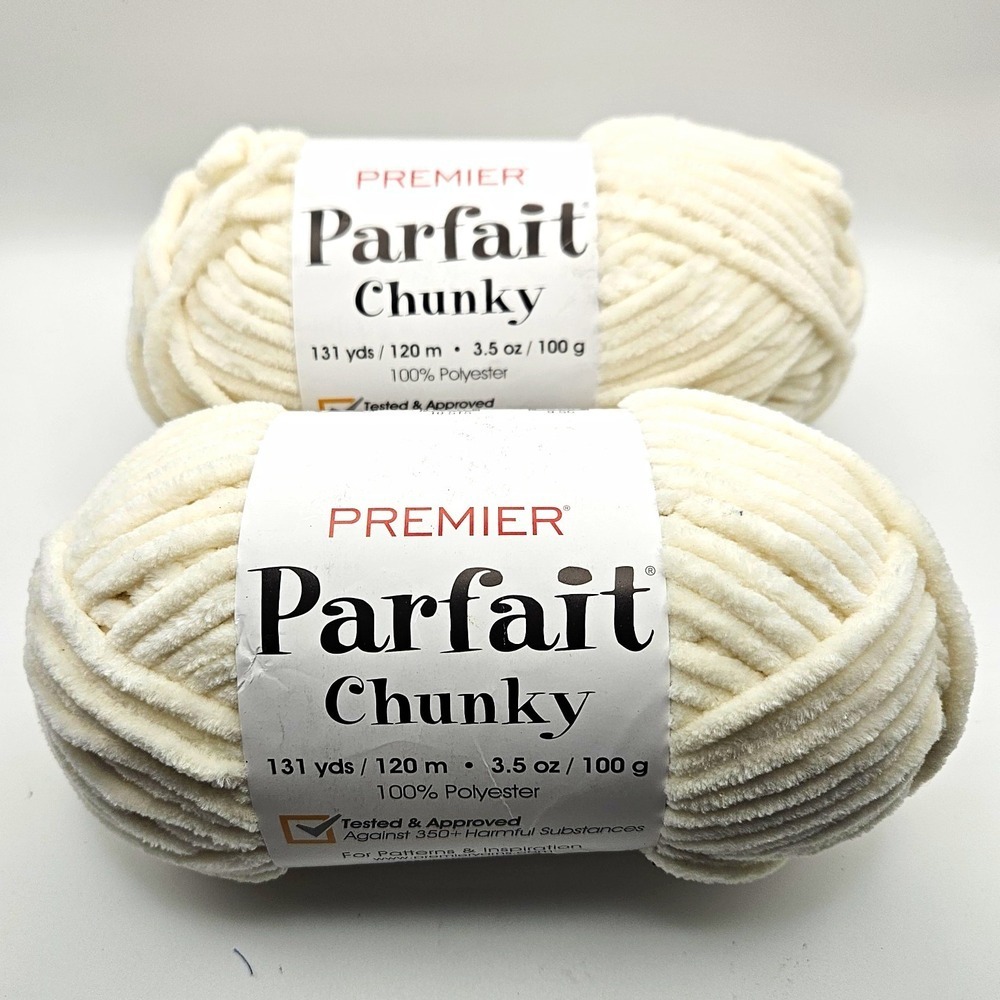 Premier Yarns Parfait Chunky Chenille Yarn Lot Of 2 Cream 1150-07
